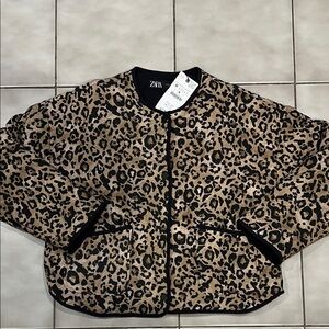 Zara Animal Print Jacket with Black Accents